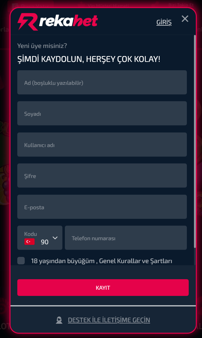 rekabet kayıt sayfası